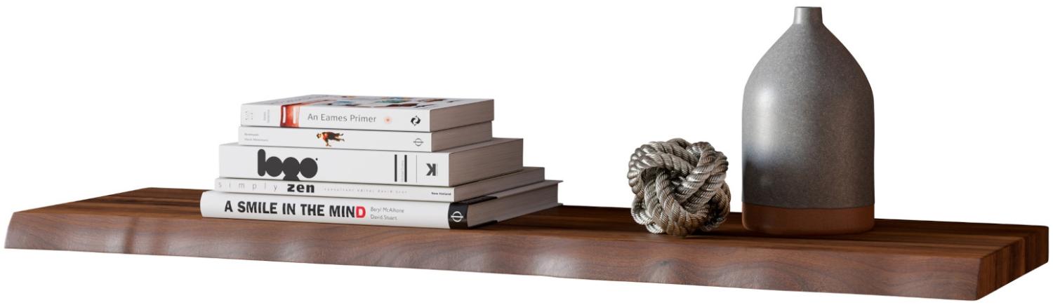 Wandregal Akazienholz nussbaum massiv 100 cm Holzregal Baumkante SUVA 526316 Bild 1