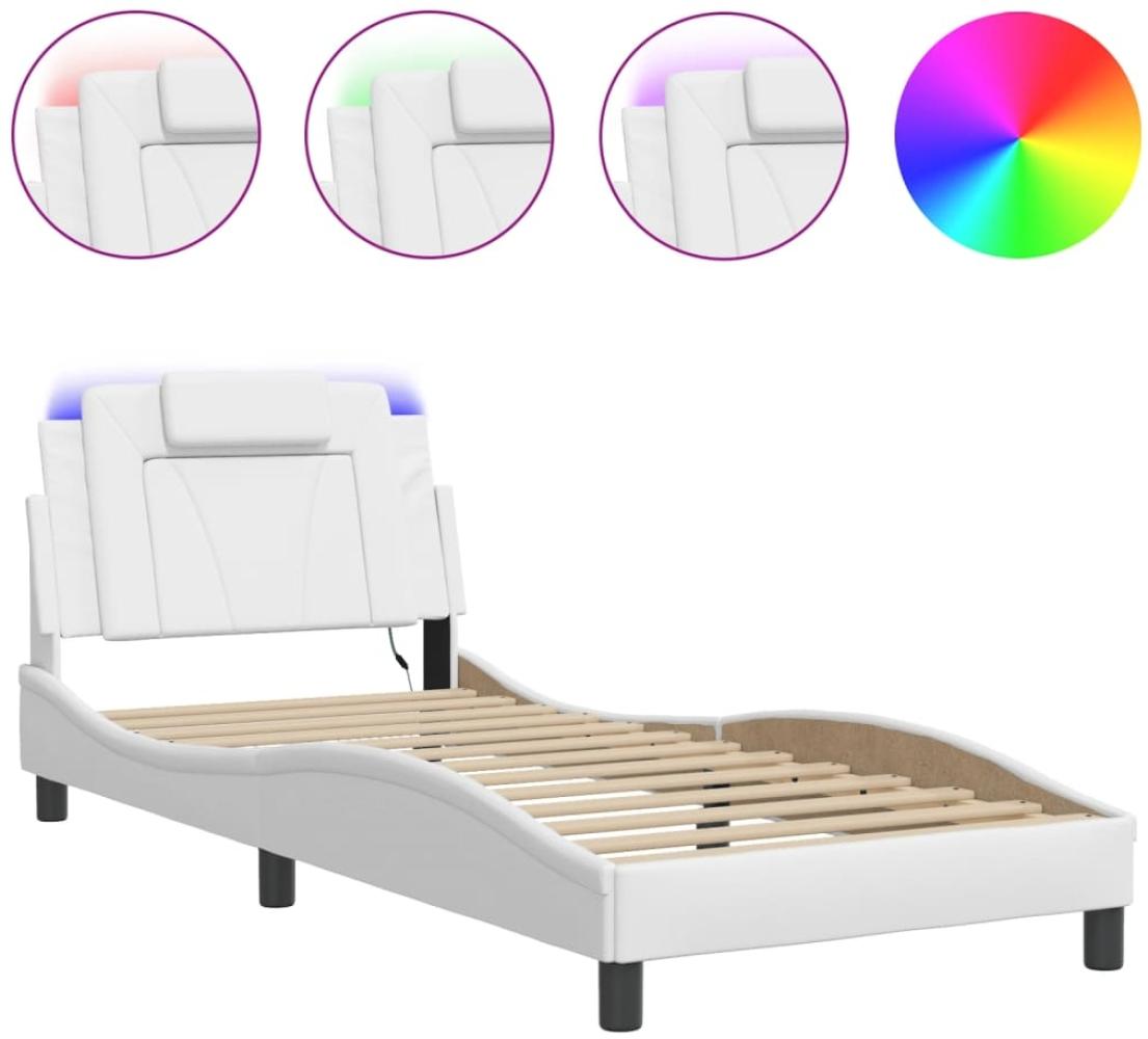 vidaXL Bettgestell "Viana" mit LED ohne Matratze Weiß 80x200 cm Kunstleder 3213981 Bild 1