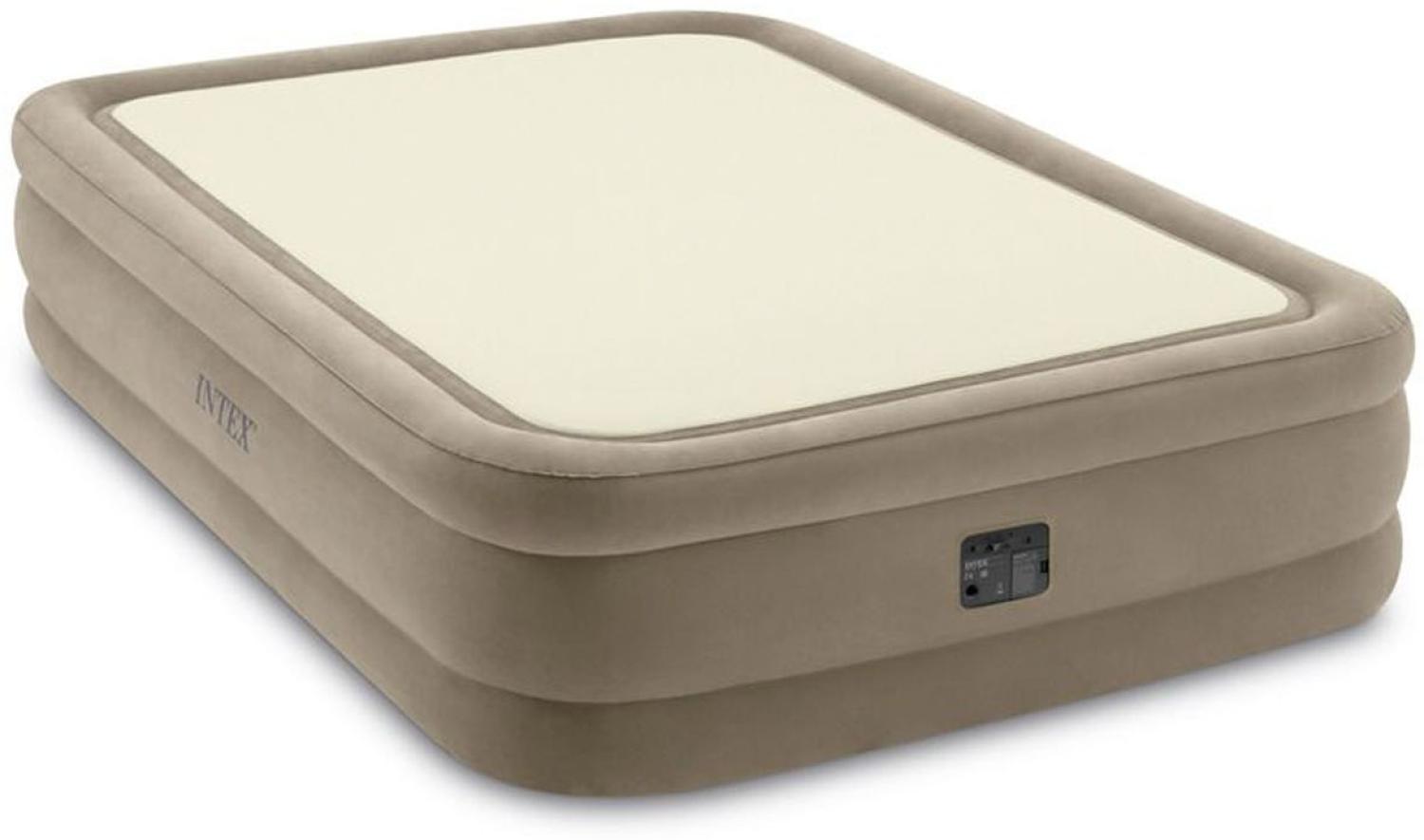 Intex 'PremAire Thermalux Airbed' Doppel-Luftbett, 203 x 152 x 51 cm, mit integrierter Luftpumpe, beige Bild 1