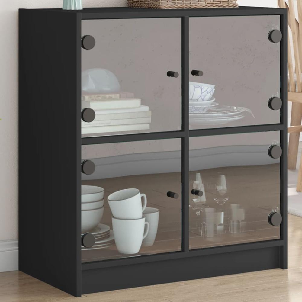 vidaXL Beistellschrank mit Glastüren Schwarz 68x37x75,5 cm 836379 Bild 1