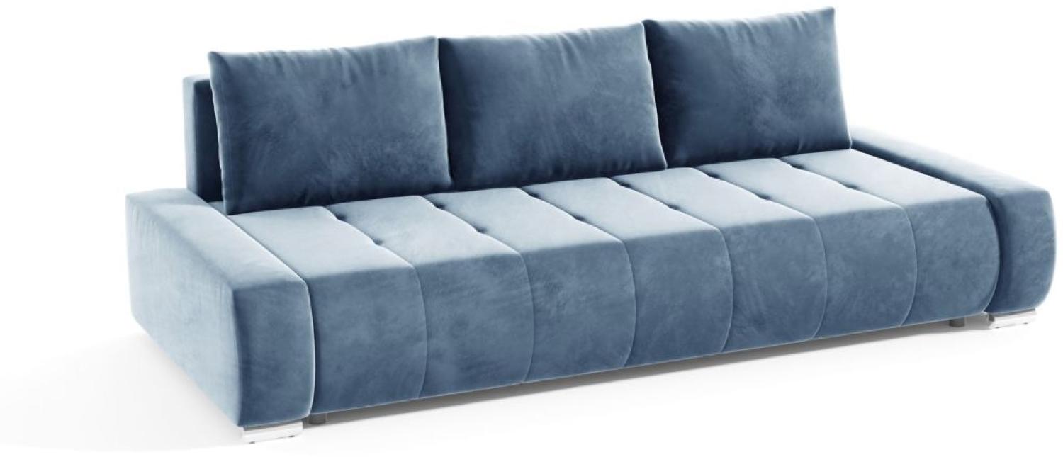 Sofa 3-Sitzer mit Schlaffunktion VOGAR Stoff Monolith Graublau Bild 1