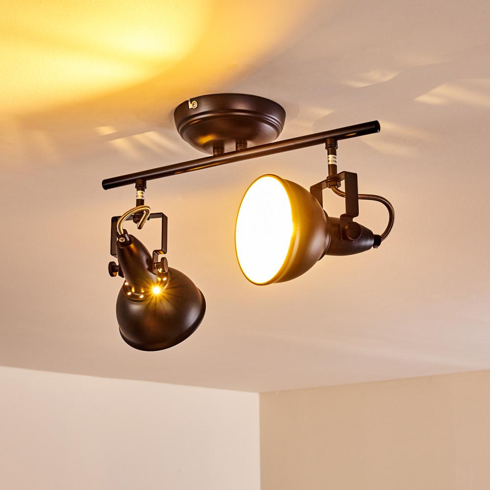 hofstein Deckenleuchte »Arazane« Deckenlampe aus Metall in Schwarz/Gold, ohne Leuchtmittel, mit verstellbaren Strahlern, 2xE14, Spot im Retro/Vintage Design Bild 1