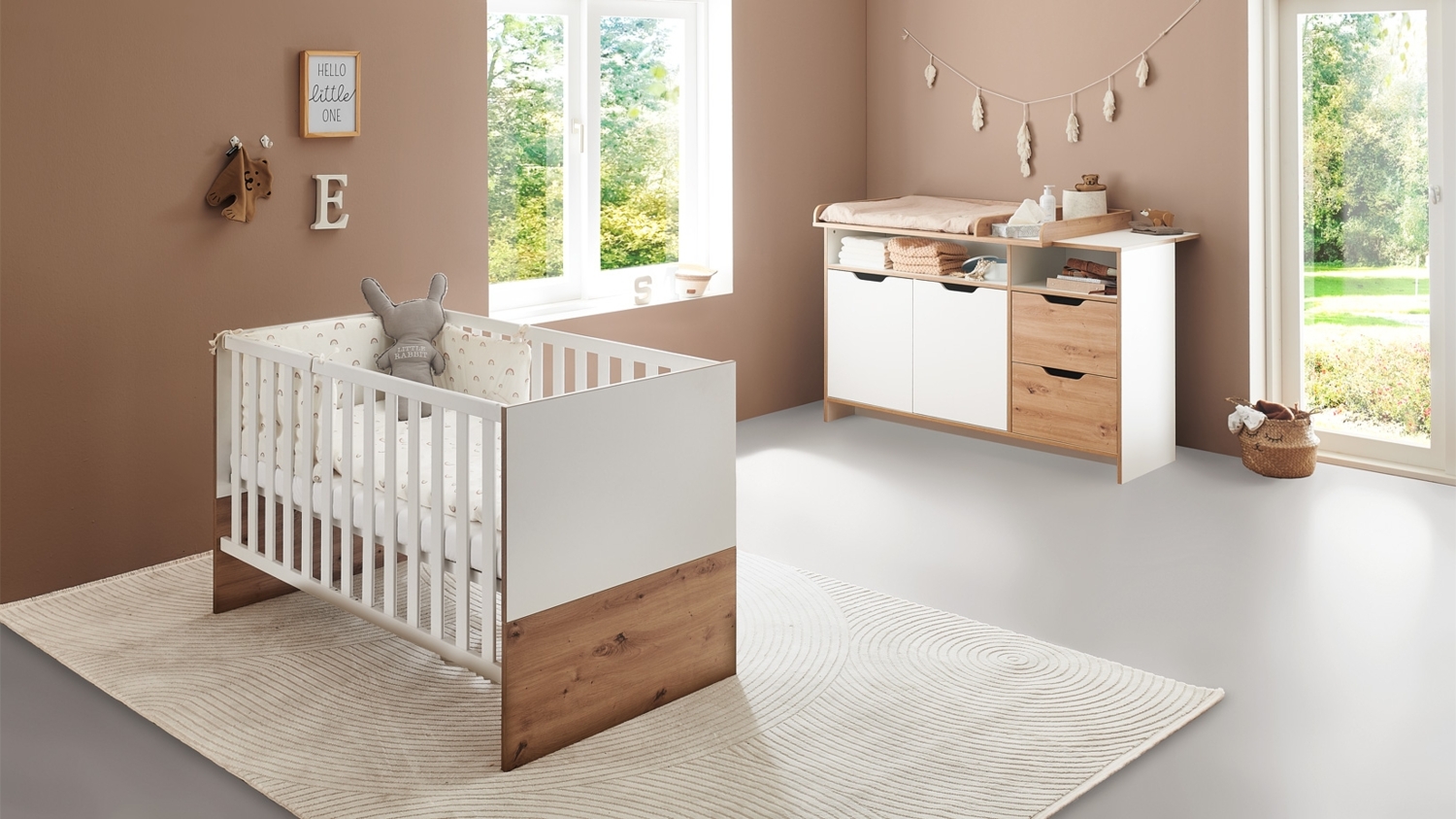 Babymöbel-Sparset »Maxim« 2-teilig, Wickelkommode, Kinderbett, Artisan Oak / Kreideweiß, Arthur Berndt Bild 1