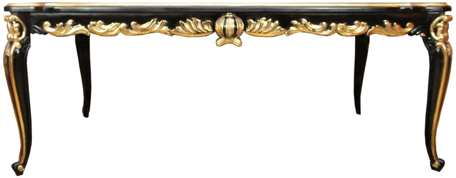 Pompöös by Casa Padrino Barock Luxus Esstisch mit Glasplatte Schwarz / Gold 180 x 100 cm - Pompööser Barock Esstisch designed by Harald Glööckler Bild 1