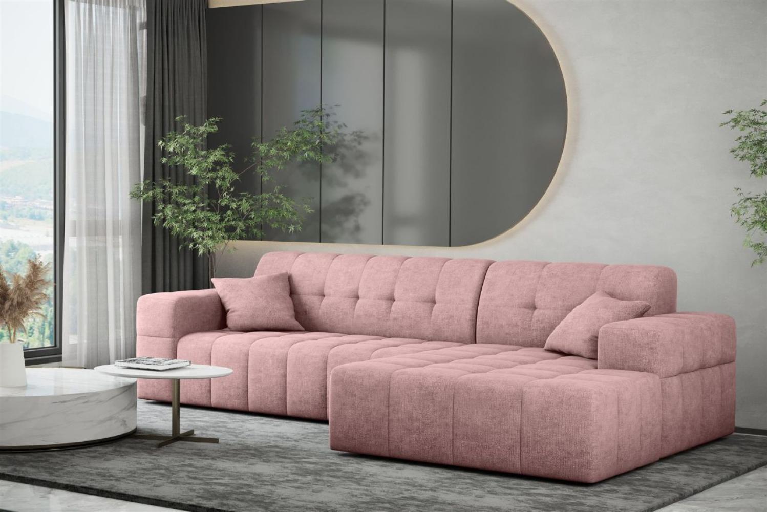 Ecksofa Designersofa NANCY in Stoff Perfekt Harmony Altrosa Ottomane Rechts Bild 1