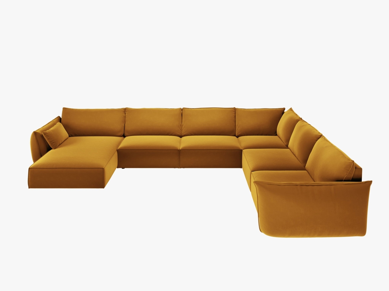 Micadoni Panorama-Ecksofa Kaelle 8-Sitzer Rechts Samt Bluvel Gelb Bild 1