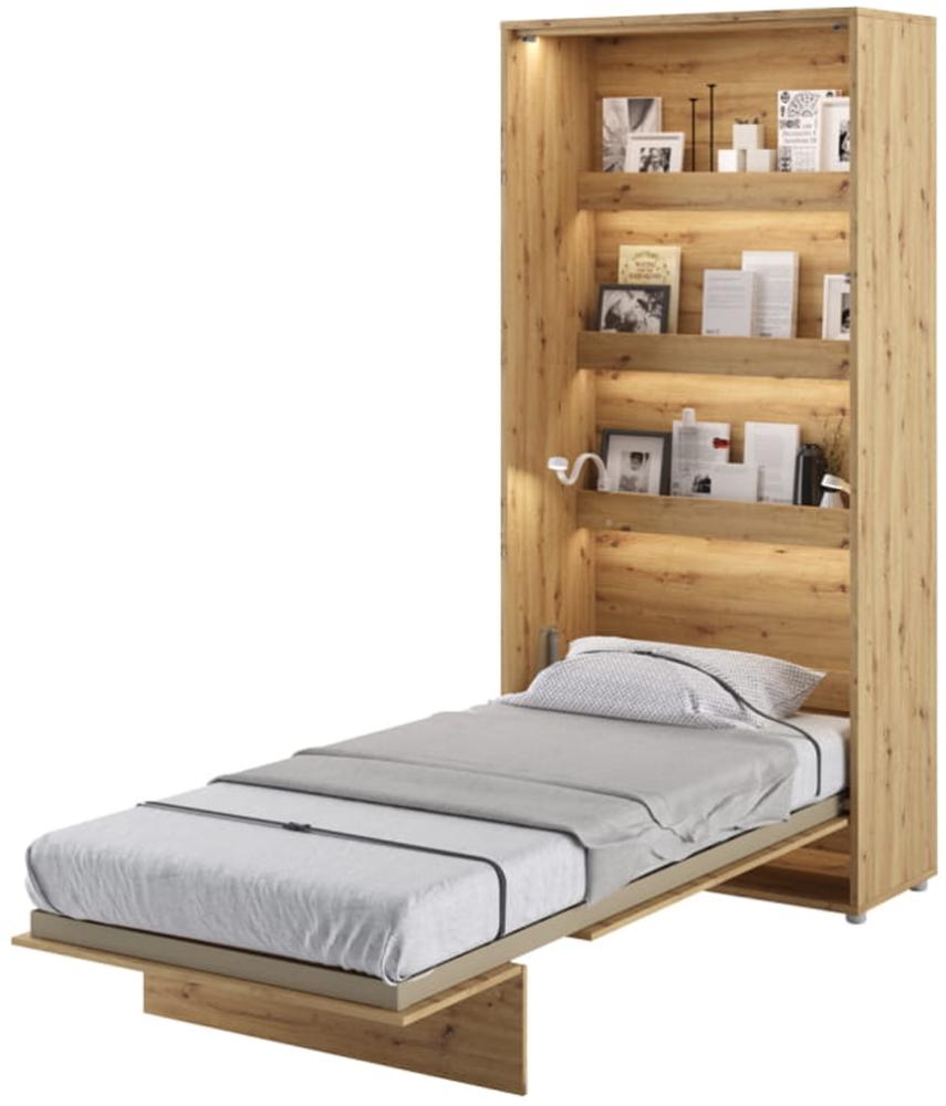 MEBLINI Schrankbett Bed Concept - BC-03 - 90x200cm Vertikal - Artisan Eiche - Wandbett mit Lattenrost - Klappbett mit Schrank - Wandklappbett - Murphy Bed - Bettschrank Bild 1