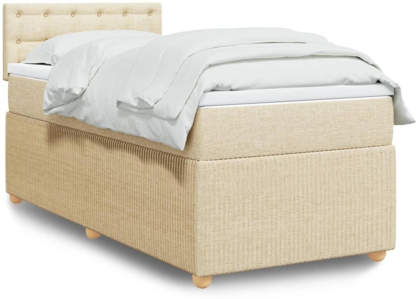 vidaXL Boxspringbett mit Matratze Creme 100x200 cm Stoff 3289686 Bild 1