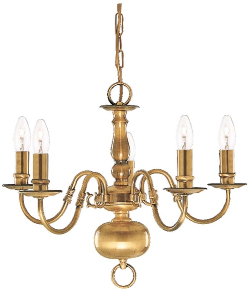 Flemish, 5Flammige Deckenleuchte, Antik Messing plattiert Bild 1