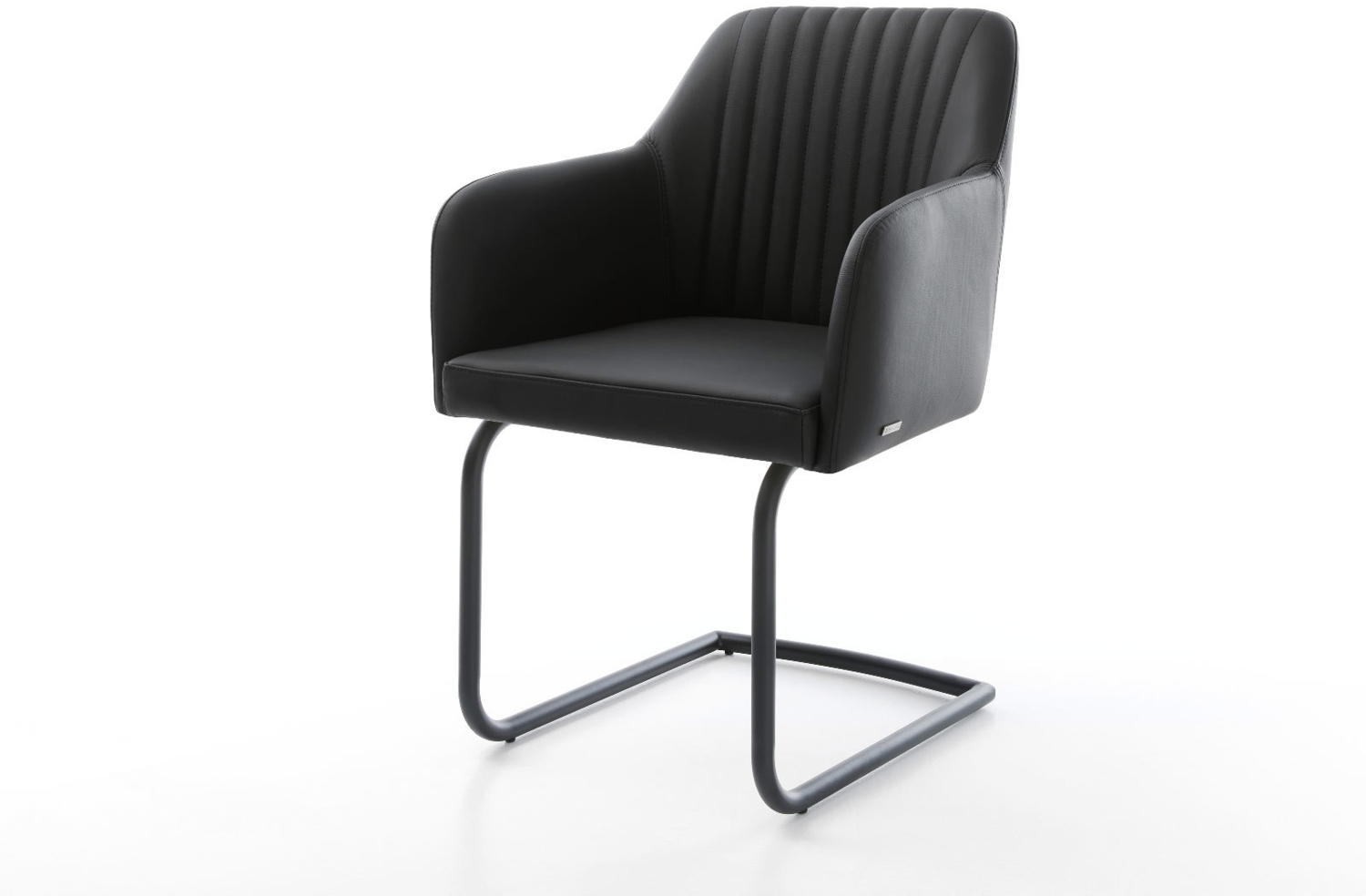 Freischwinger Greg-Flex Echt-Leder Schwarz Freischwinger rund Schwarz Taschenfederkern Bild 1