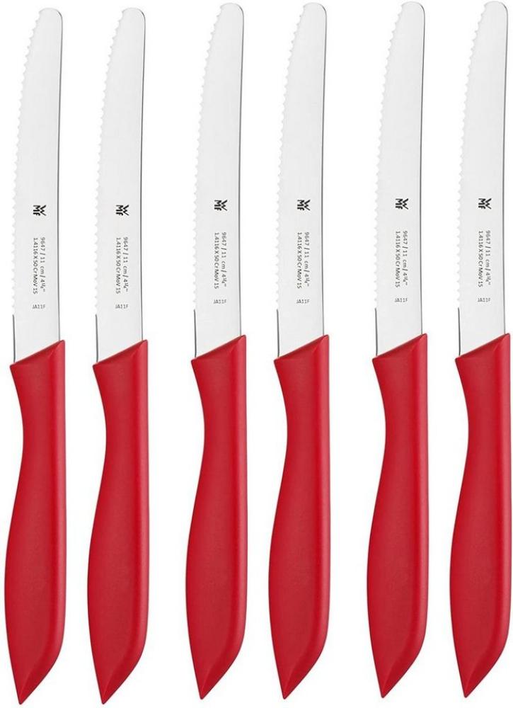 WMF Classic Line Frühstücksmesser Set 6-teilig, 23 cm, Brötchenmesser Wellenschliff, Brotzeitmesser, Spezialklingenstahl, Kunststoffgriff, rot Bild 1