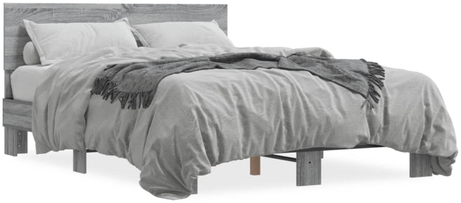 vidaXL Bettgestell Grau Sonoma 140x200 cm Holzwerkstoff und Metall 3280195 Bild 1