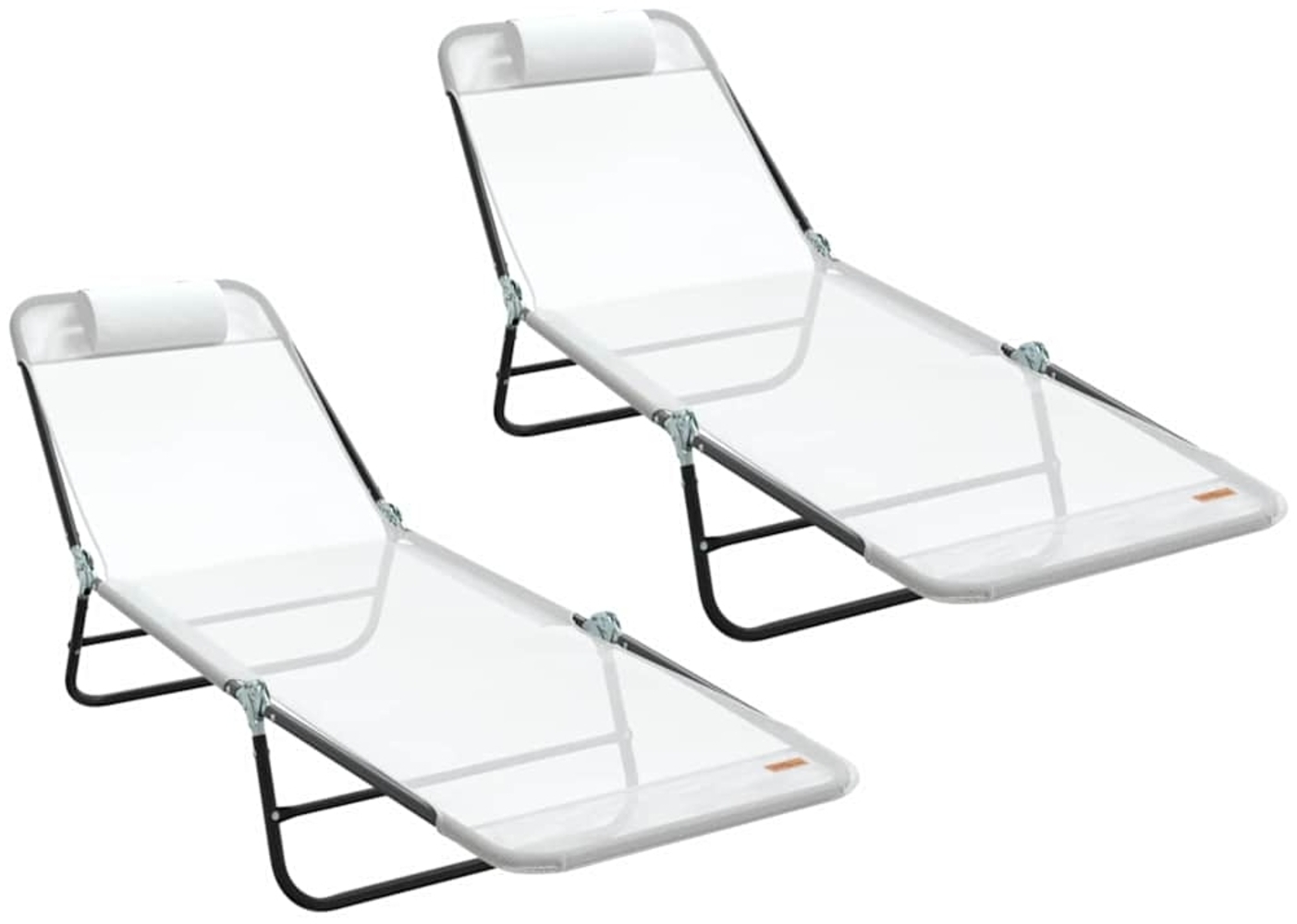vidaXL Klappbare Sonnenliege 2 pcs Creme 182 x 55 x 85,5 cm Textilene 42003157 Bild 1
