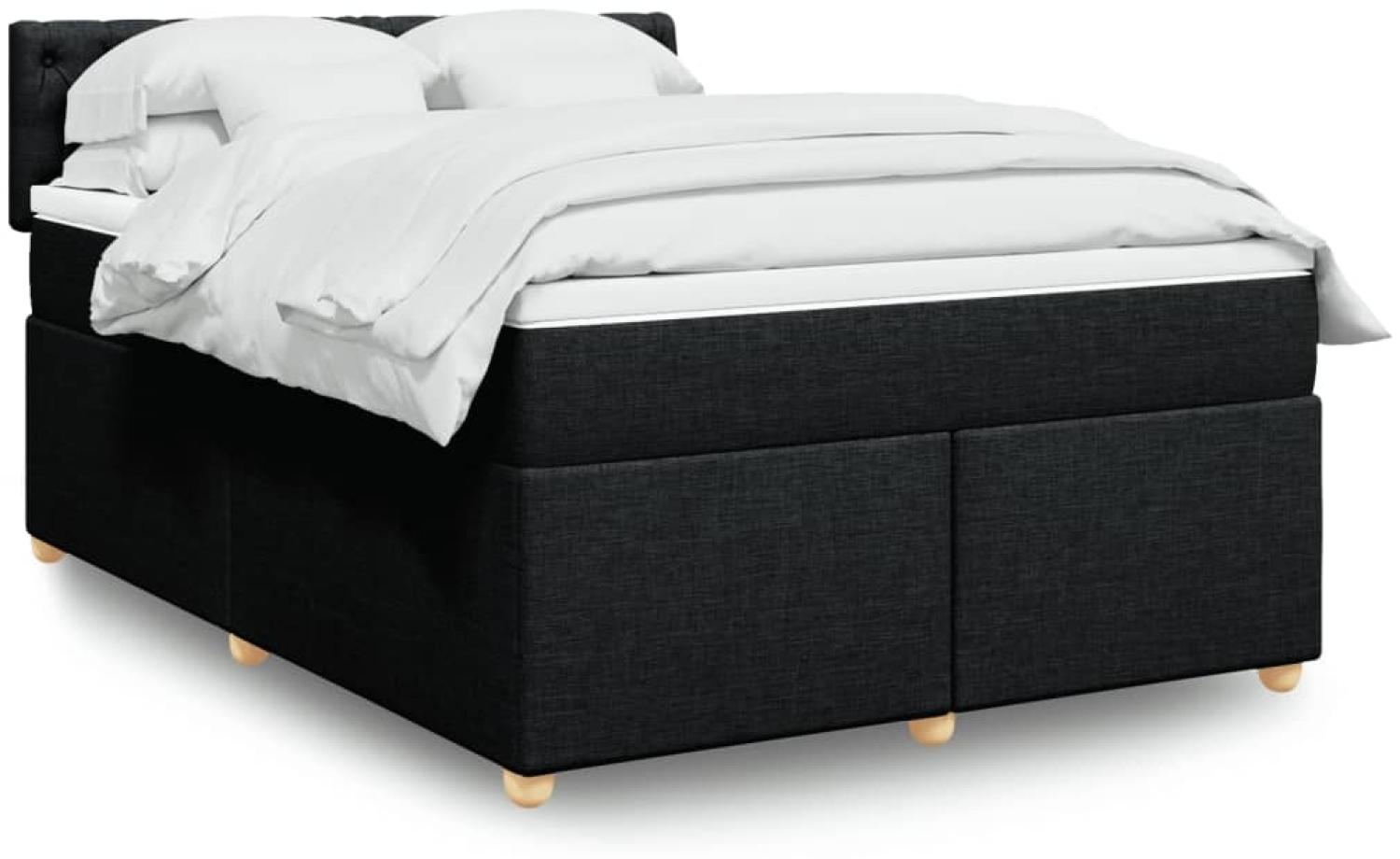 vidaXL Boxspringbett mit Matratze Schwarz 140x200 cm Stoff 3289012 Bild 1