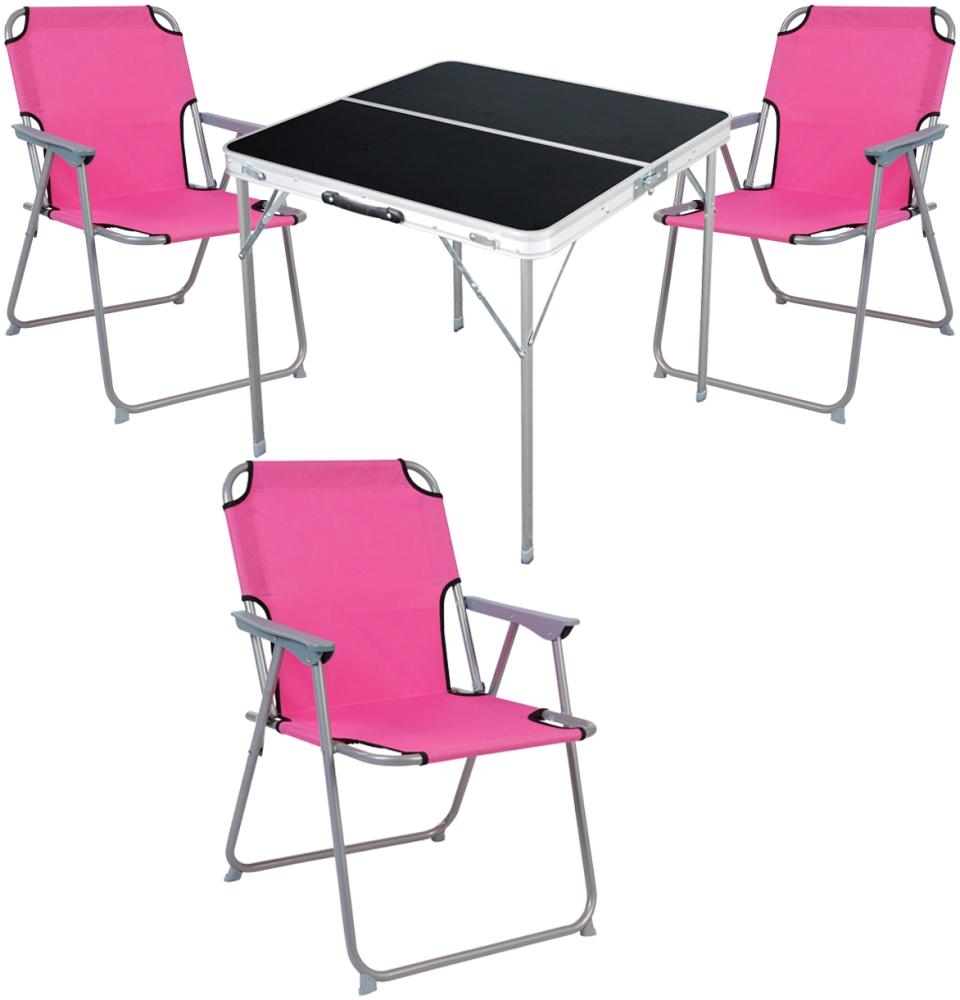 4-teiliges Campingmöbel Set Alu L80xB80xH70cm Pink Bild 1