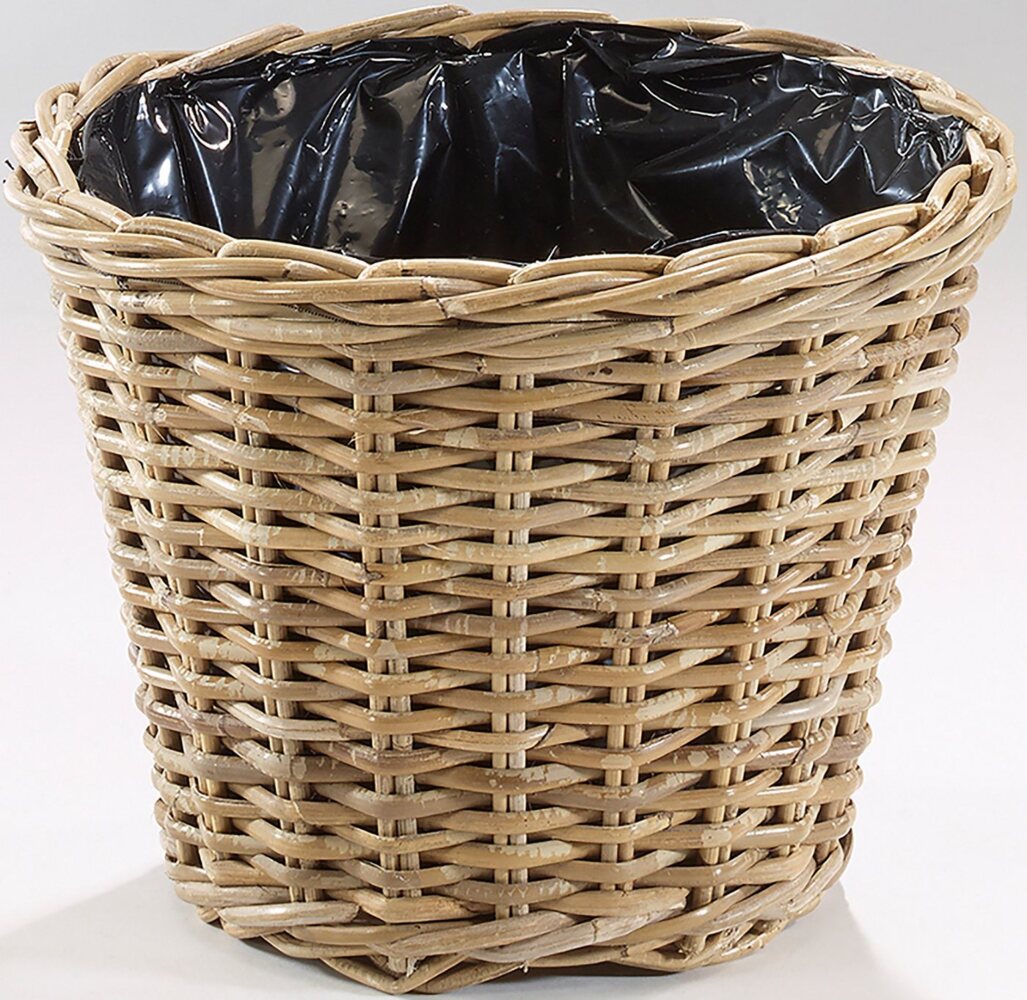 Kobolo Pflanzkübel Übertopf rund aus Rattan kubu grey - innen foliert Bild 1