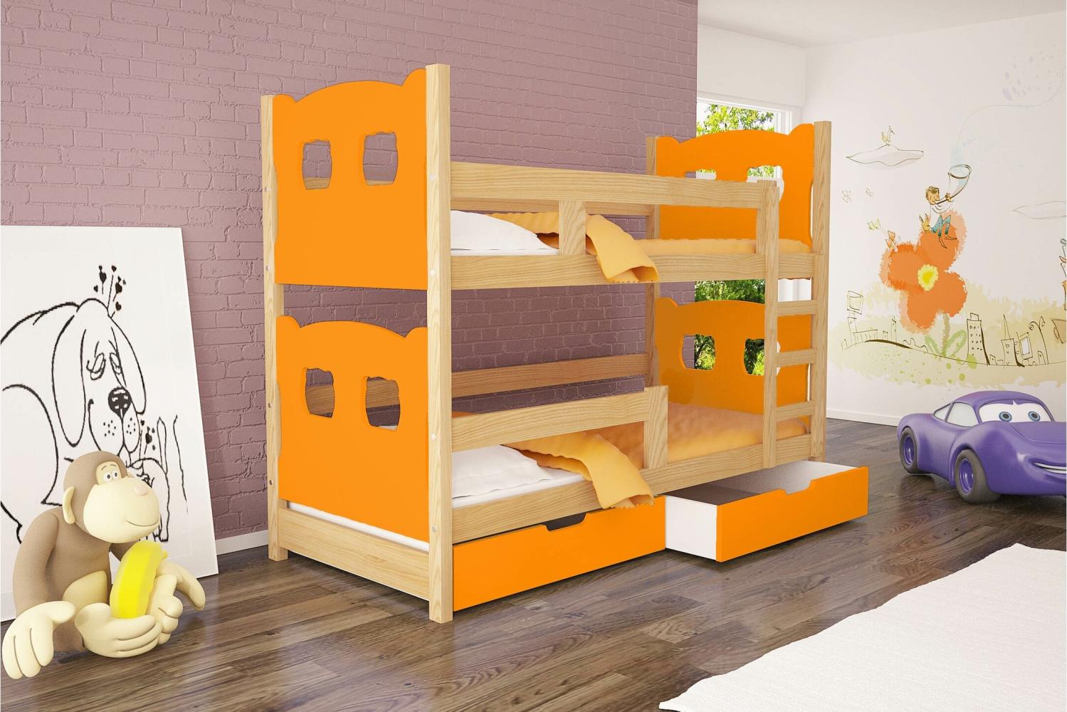 Stylefy Mecky Etagenbett Kiefer Orange Bild 1