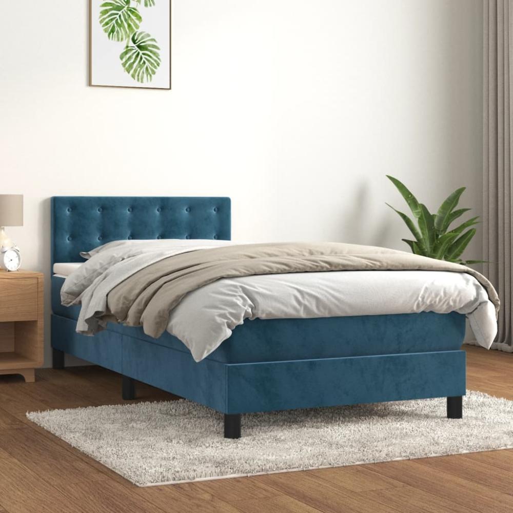 vidaXL Boxspringbett mit Matratze Dunkelblau 80x200 cm Samt 3141513 Bild 1