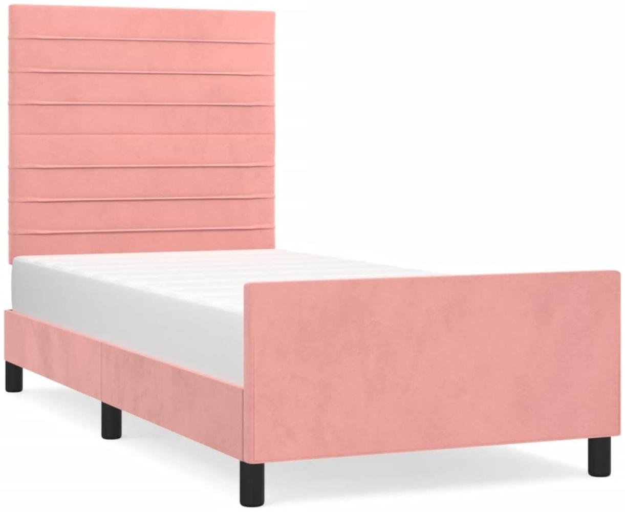 Bettgestell mit Kopfteil Rosa 90x200 cm Samt [3125799] Bild 1