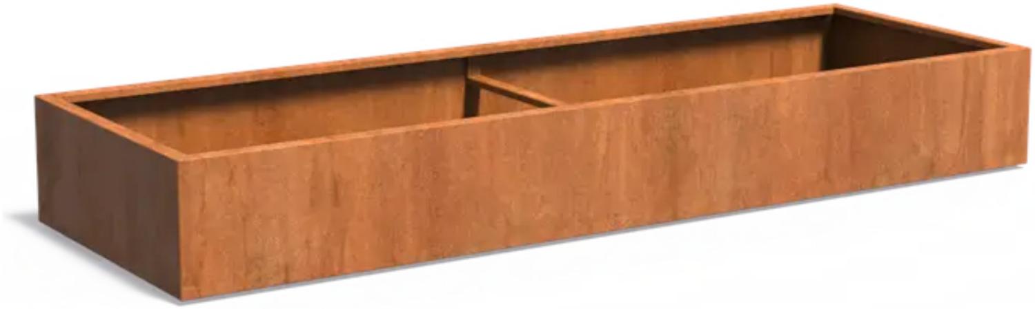 Adezz Pflanzgefäß Carrez Standard Rechteck aus Corten-Stahl Pflanzkübel Größe 300x100x40 cm Bild 1