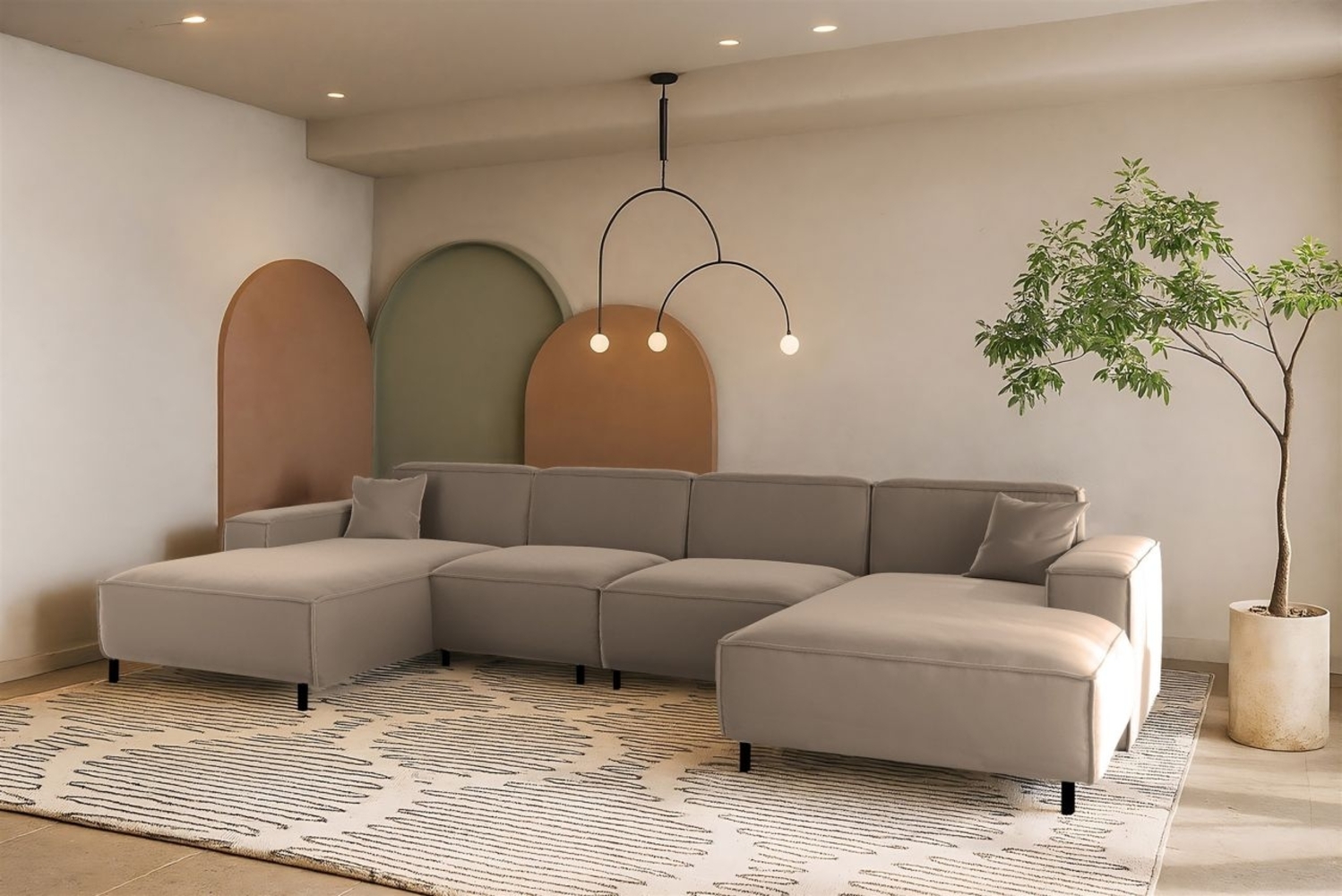 Wohnlandschaft Sofa U-Form GLORIA in Stoff Tiffani Taupe Bild 1