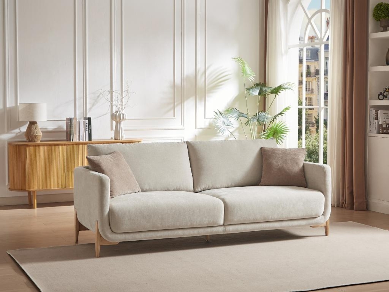 Vente-unique - Sofa 3-Sitzer - Stoff - Beige - DORMATI Bild 1