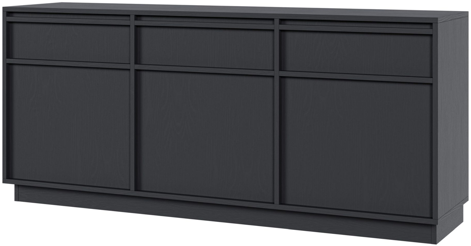 Selsey 'Evo' Sideboard 3-türig mit Schubladen, schwarz, ca. 69 x 154 x 39 cm Bild 1