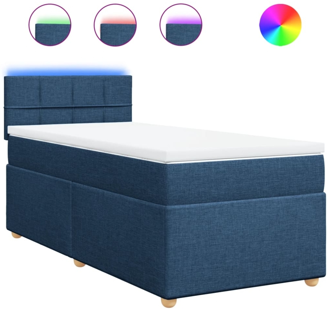 vidaXL Boxspringbett mit Matratze Blau 80x200 cm Stoff 3288813 Bild 1