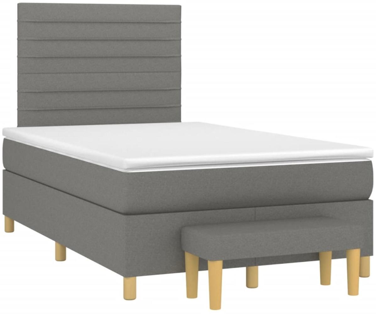 vidaXL Boxspringbett mit Matratze Dunkelgrau 120x190 cm Stoff 3270412 Bild 1