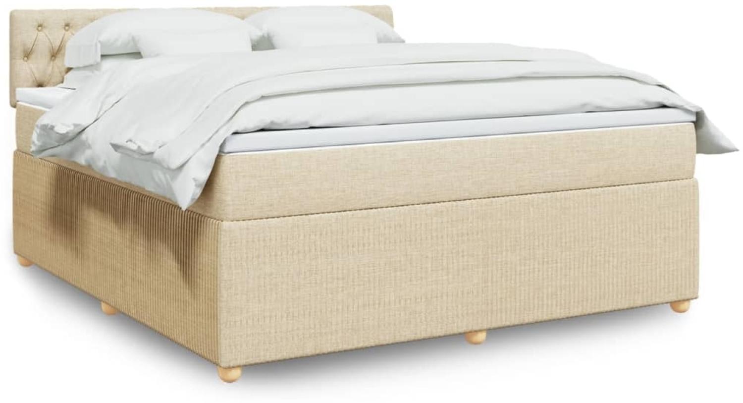 vidaXL Boxspringbett mit Matratze Creme 180x200 cm Stoff 3289847 Bild 1