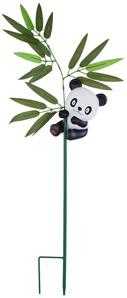 LED Solar Steckleuchte, Pandabär, Blätter, bunt, H 70 cm Bild 1