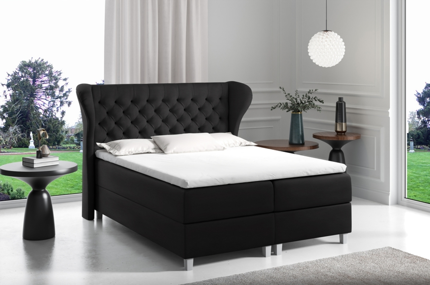 99rooms Turin Boxspringbett Kunstleder 200x200 cm Schwarz Bild 1