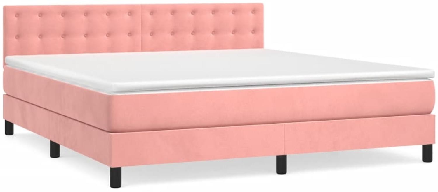 vidaXL Boxspringbett mit Matratze Rosa 180x200 cm Samt 3141562 Bild 1