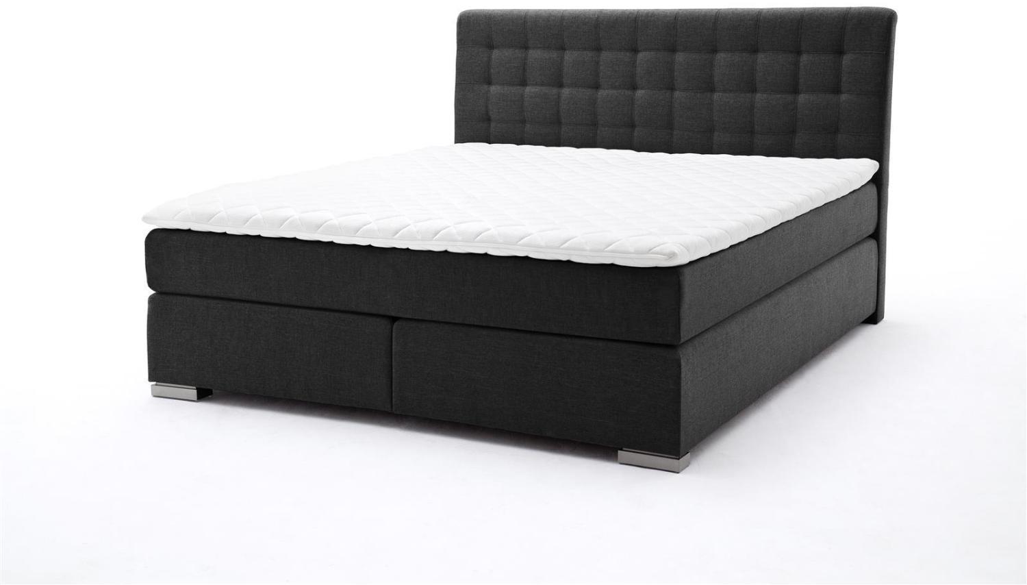 Boxspringbett Lenno - Stoffbezug Sawana Anthrazit H2&H3 180x200cm Bild 1