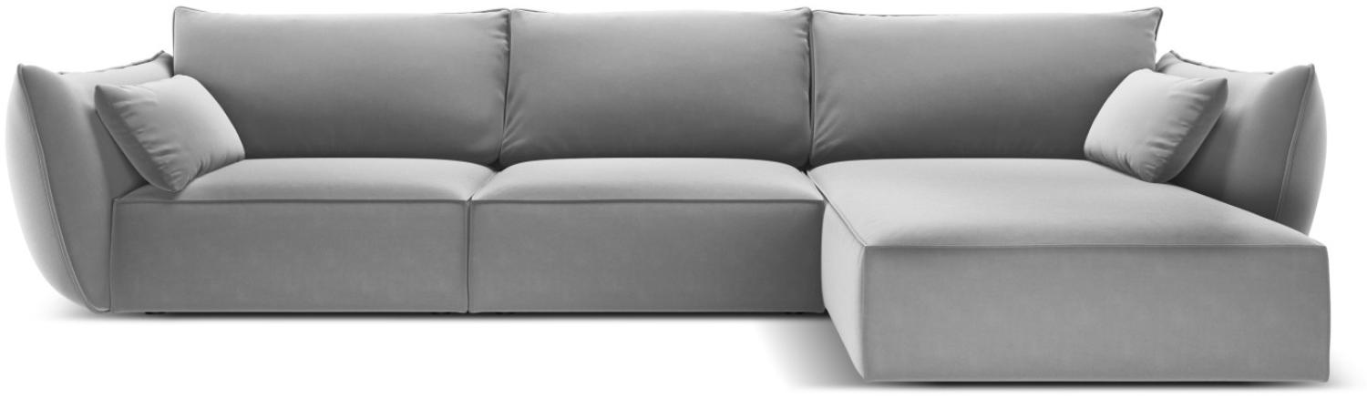 Micadoni 4-Sitzer Samtstoff Ecke rechts Sofa Kaelle | Bezug Grey | Beinfarbe Black Plastic Bild 1