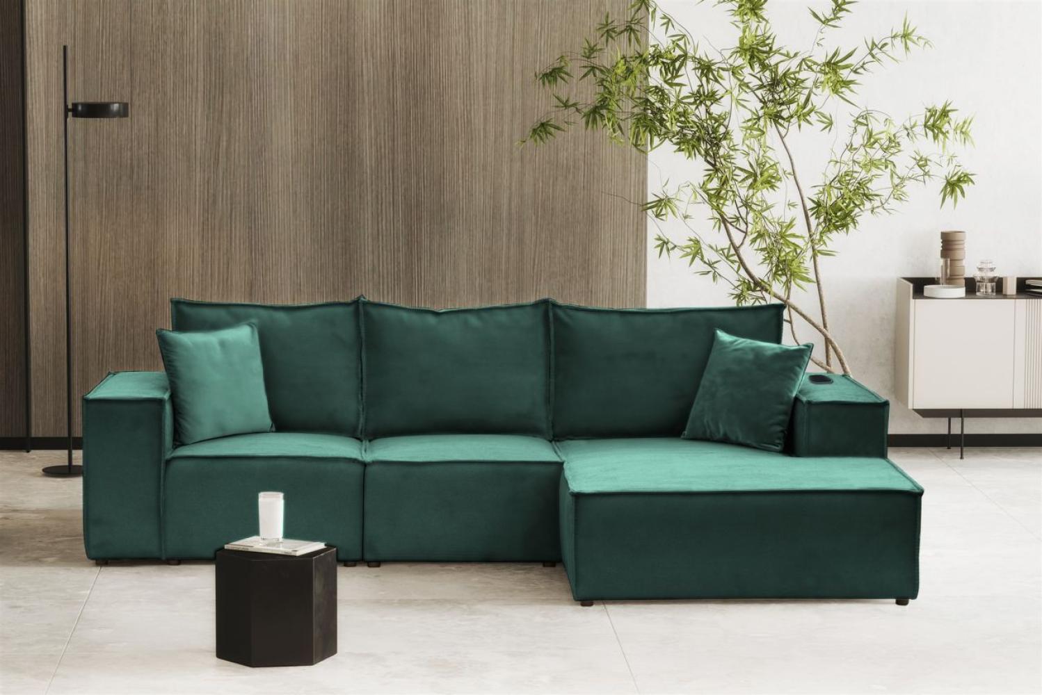 Ecksofa Sofa ALVARO inkl. QI Ladegerät Stoff Opera Velvet Petrol Ottomane Rechts Bild 1