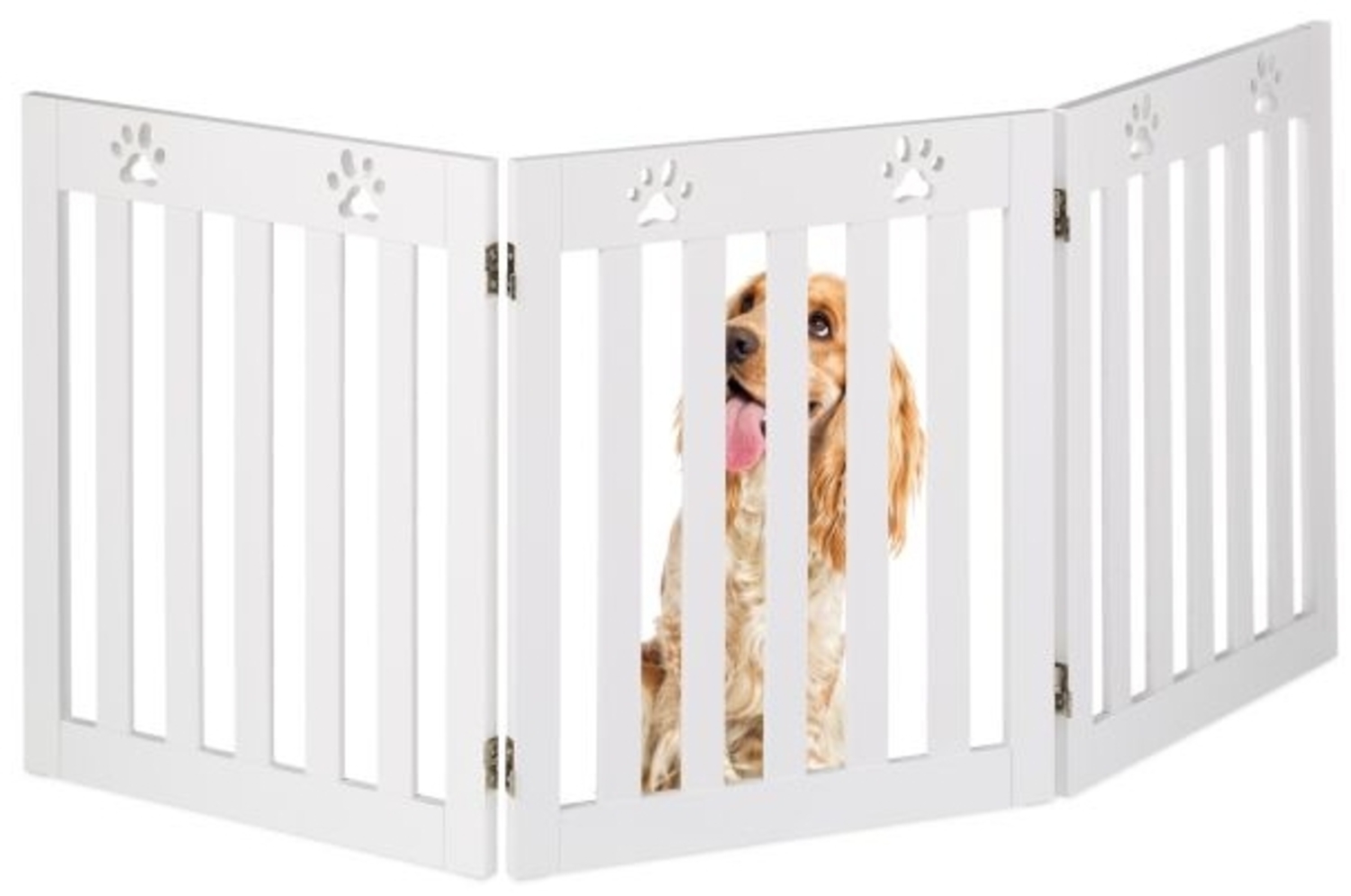 Hundeabsperrgitter, freistehendes Schutzgitter, HxB: 60x153 cm, MDF, zusammenklappbares Türgitter, weiß Bild 1