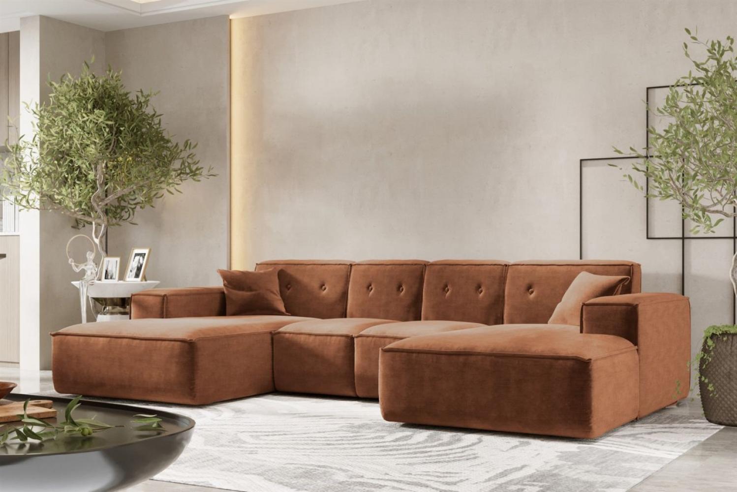 Wohnlandschaft Sofa U-Form CESINA XS in Stoff Perfect Harmony Rostbraun Bild 1