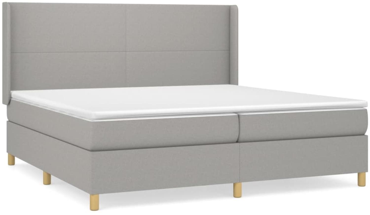 vidaXL Boxspringbett mit Matratze Stoff Hellgrau 200x200 cm, Härtegrad: H2 [3131857] Bild 1