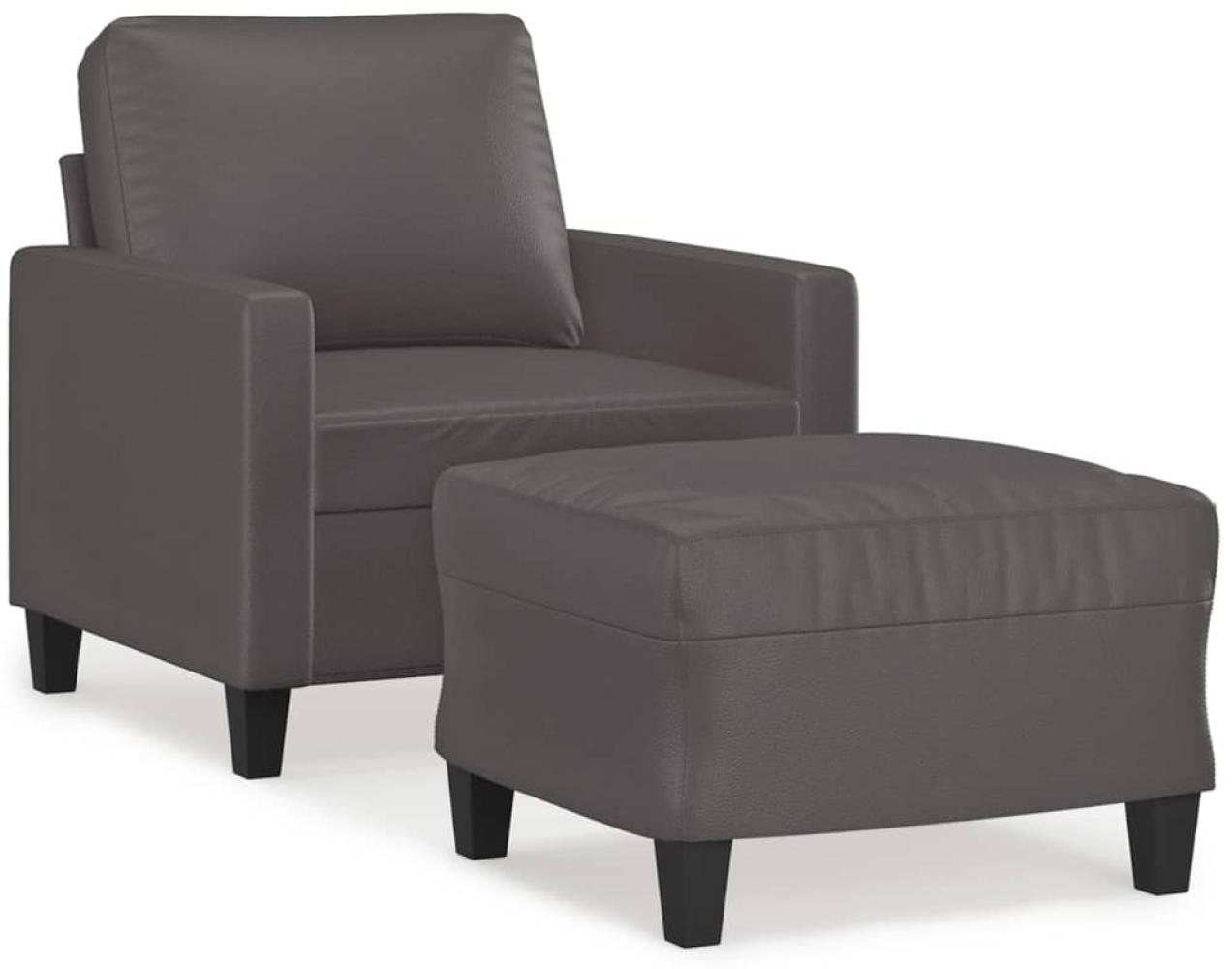 vidaXL Sessel mit Hocker Grau 60 cm Kunstleder 3201021 Bild 1