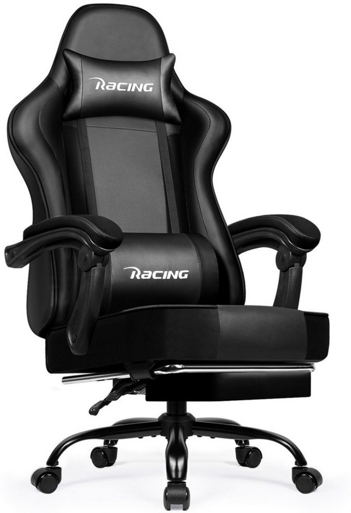 Hiazurm Gaming-Stuhl Gaming Stuhl, Bürostuhl Ergonomisch, Gaming Chair (Gaming Sessel Gepolstert mit Fußstütze,Klappbare gepolsterte Armlehnen, Gamer Stuhl Wippfunktion,Gaming Stuhl 150 kg Belastbarkeit), Bürostuhl Chefsessel Wippfunktion bis zu 170 Bild 1