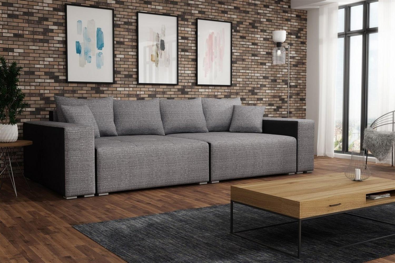 Big Sofa Couchgarnitur REGGIO Megasofa mit Schlaffunktion Schwarz-Grau Bild 1