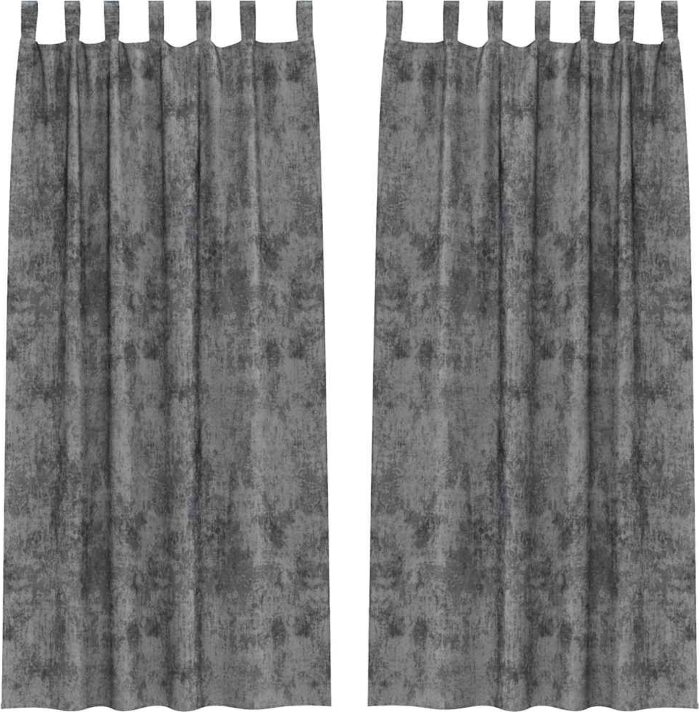 vidaXL Samtvorhänge mit Vorhängen 2 pcs Grau 225 x 140 cm Samt 4107725 Bild 1
