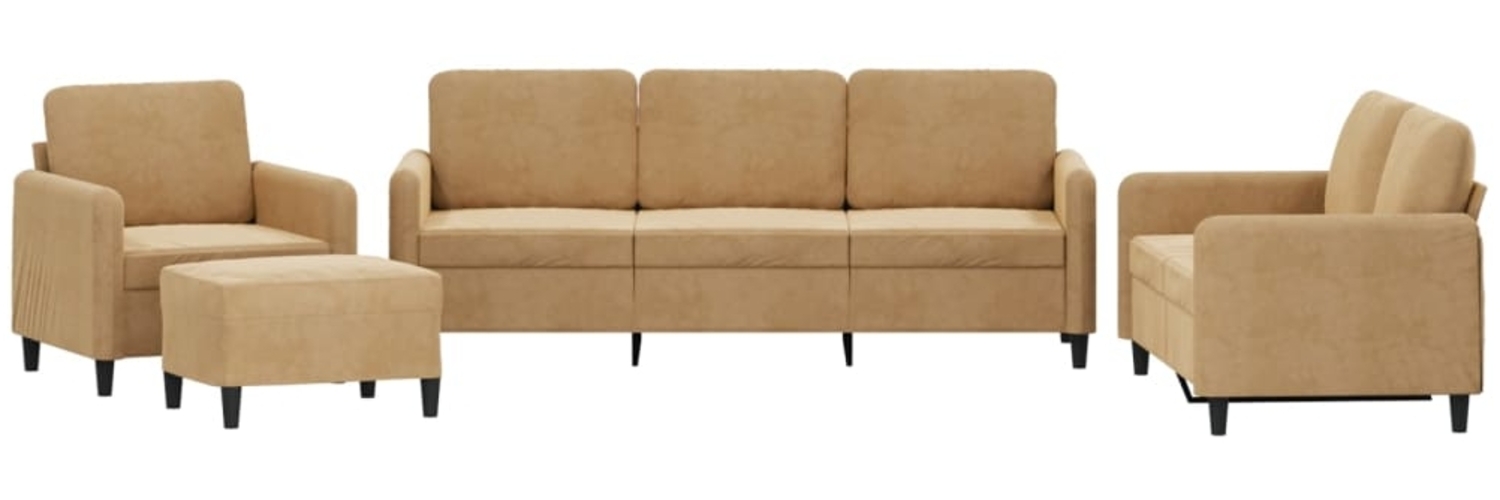 vidaXL 4-tlg. Sofagarnitur Braun Samt 3201951 Bild 1