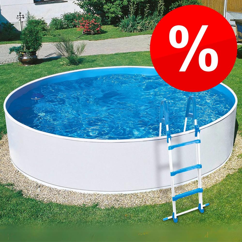 Azuro Deluxe Stahlwandpool Blau Weiß Ø 240 x 90 cm - inkl. Skimmer-Set Bild 1