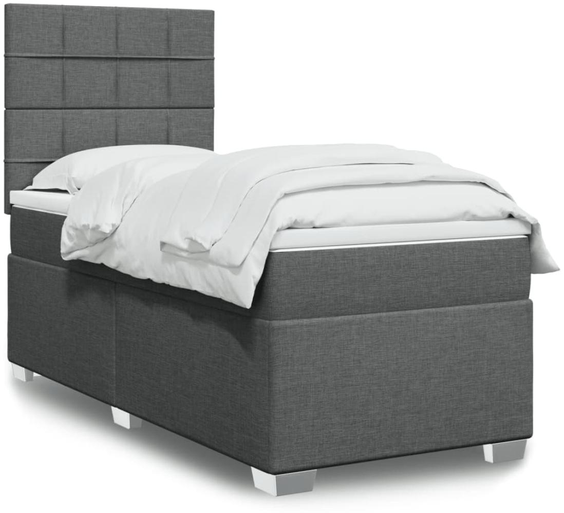 vidaXL Boxspringbett mit Matratze Dunkelgrau 100x200 cm Stoff 3292700 Bild 1