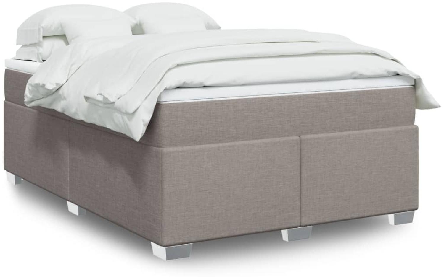 vidaXL Boxspringbett mit Matratze Taupe 160x200 cm Stoff 3285148 Bild 1