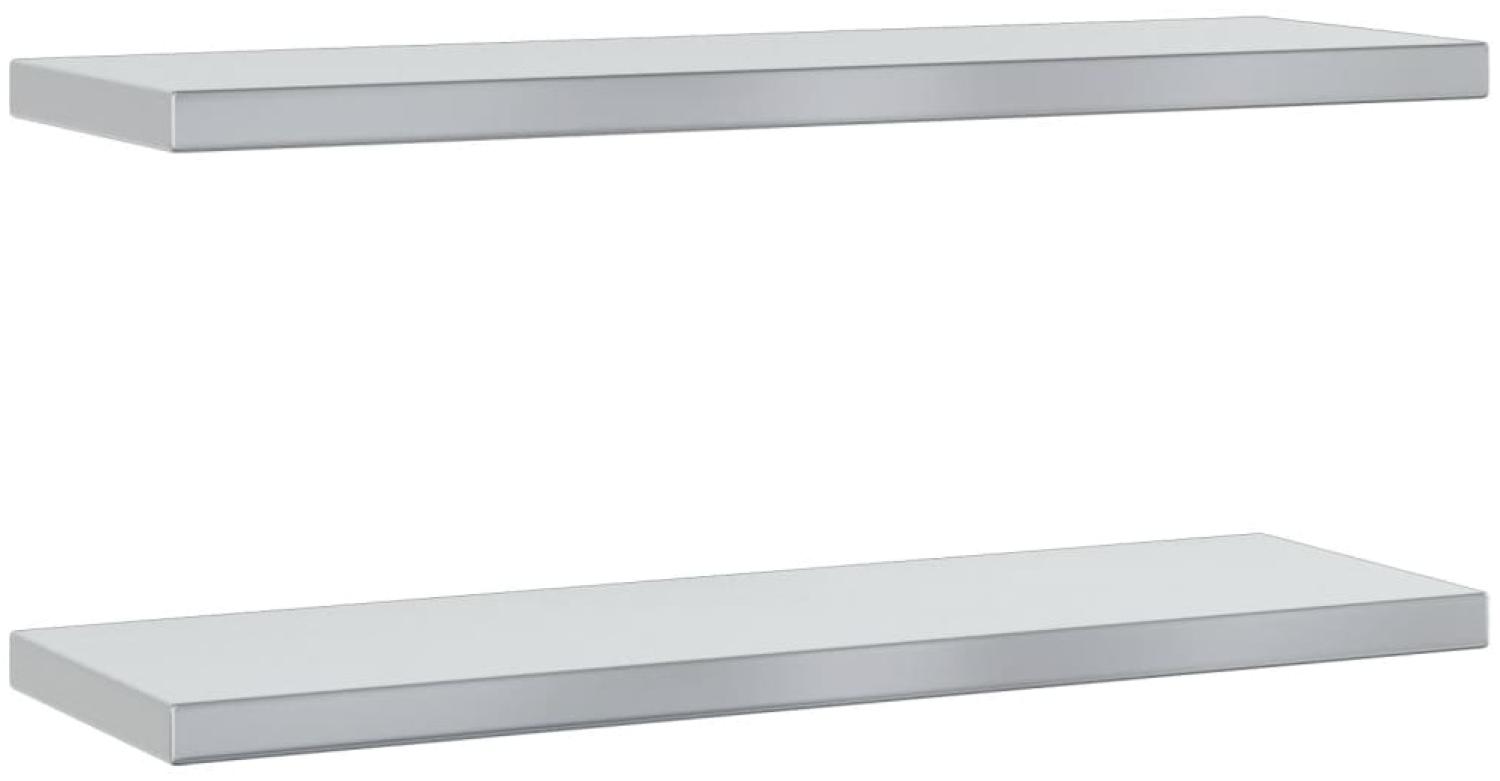 vidaXL Wandregale 2 Stk. 75x23,5x3 cm Silbern Edelstahl 30283 Bild 1