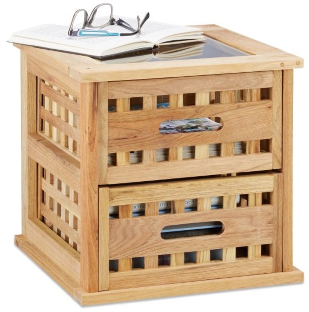 Beistelltisch Walnuss mit 2 Schubladen Bild 1