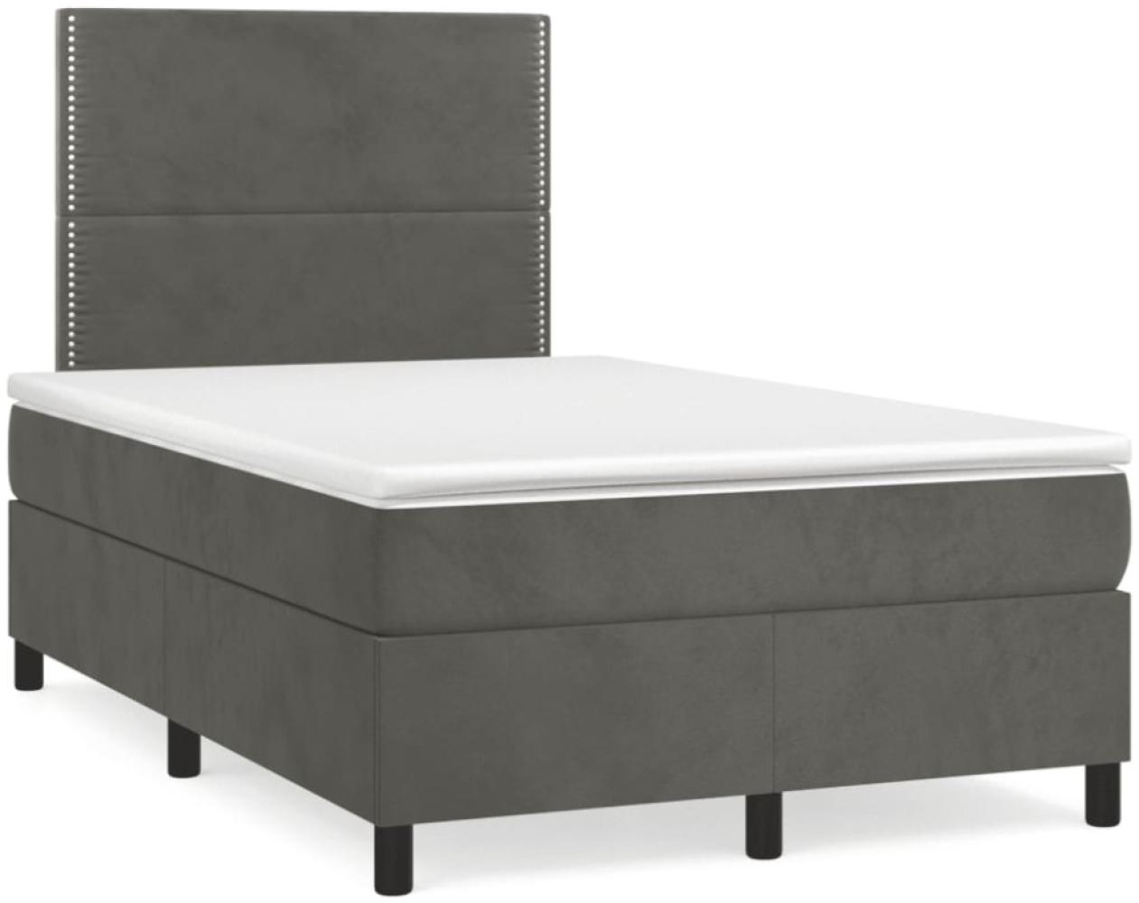 vidaXL Boxspringbett mit Matratze Dunkelgrau 120x190 cm Samt 3269990 Bild 1